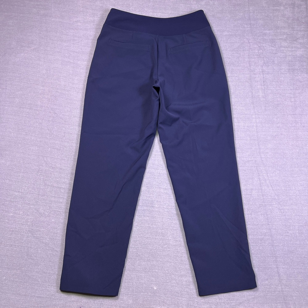 Athleta Brooklyn Ankle Straight Leg High Rise Pant Women 6 Navy Blue Polyester - Picture 2 of 12